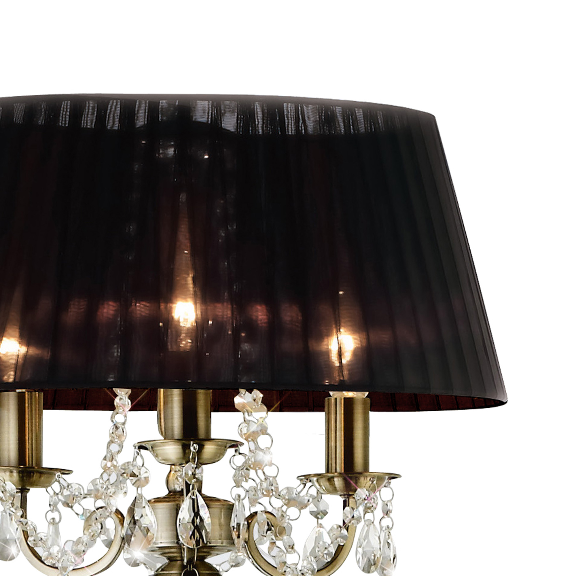 Olivia Antique Brass-Black Crystal Floor Lamps Diyas Shaded Floor Lamps